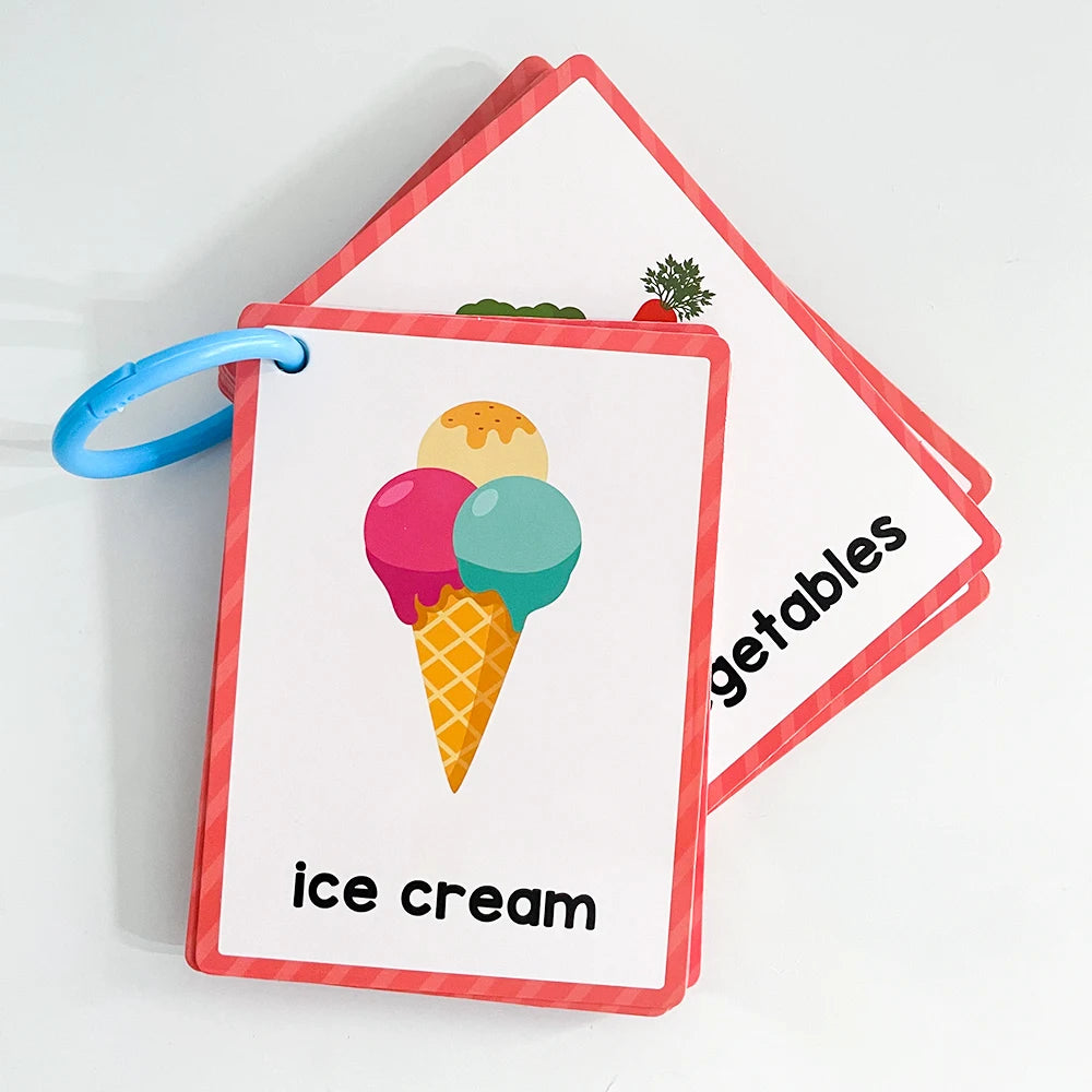 Kids Montessori English Words Learning Card Pocket Flashcards Early Educational Toys Classroom Supplies Teaching Aids
