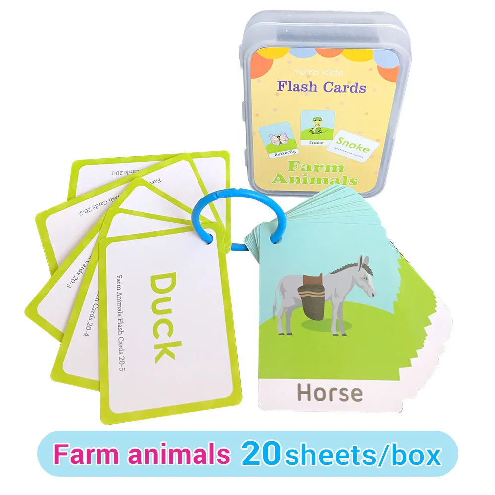 Learning Flashcards ABC Numbers Fruit Animal Body Educational Toys Classroom Aids Montessori Autism English Words Card for Kids
