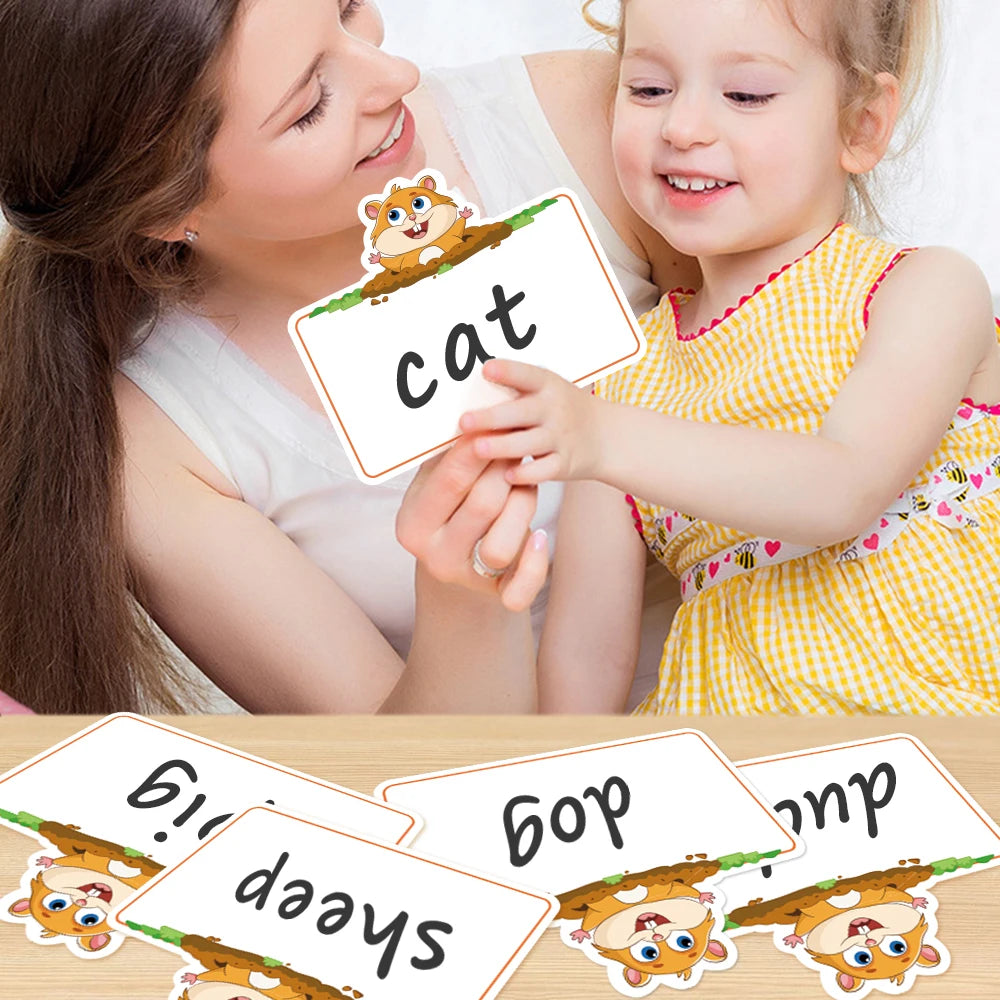 Kids Montessori Learning English Words Card Pocket Flash Cards Early Educational Toys For Children Classroom Supplies Gift
