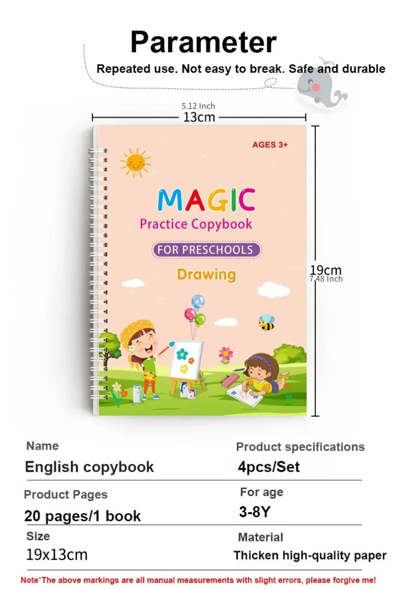 English Groove Magic Practice Copybook Children's Book Learning Numbers Letters Alphabet Calligraphy Writing Exercise Books Gift