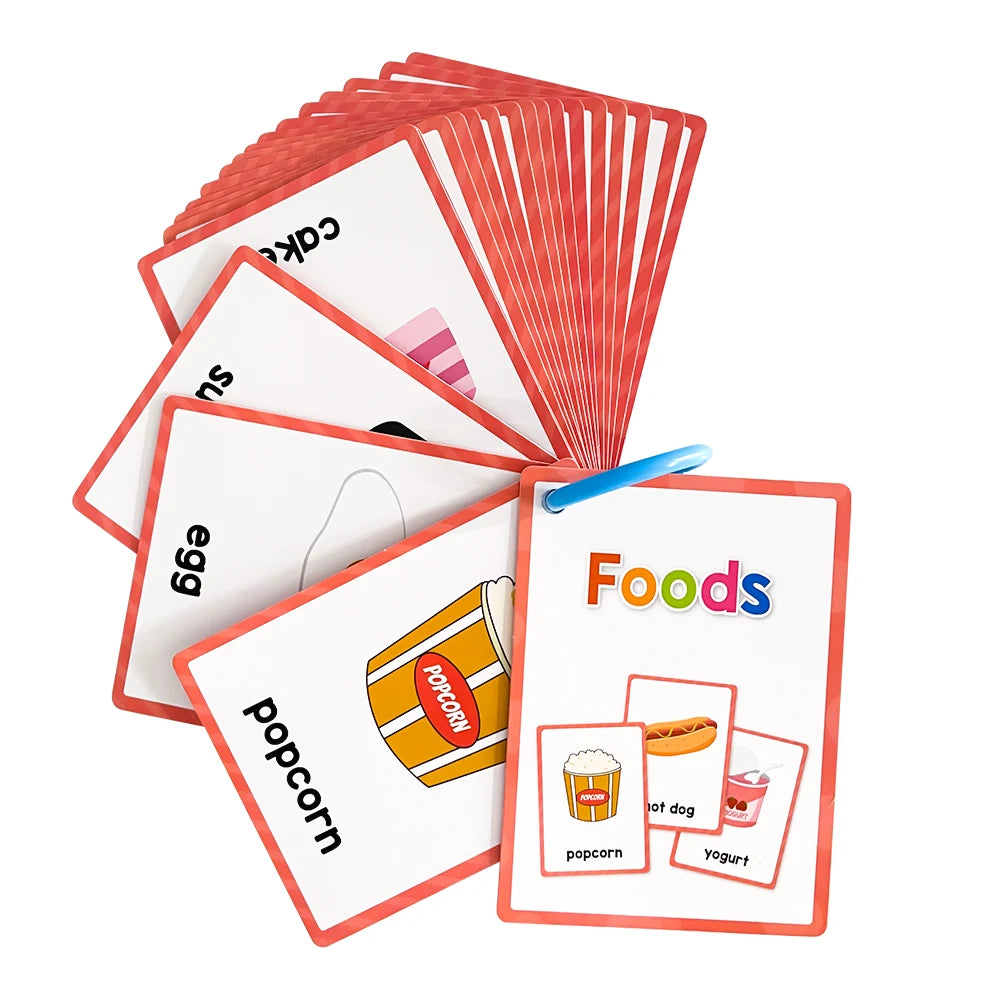 Kids Montessori English Words Learning Card Pocket Flashcards Early Educational Toys Classroom Supplies Teaching Aids