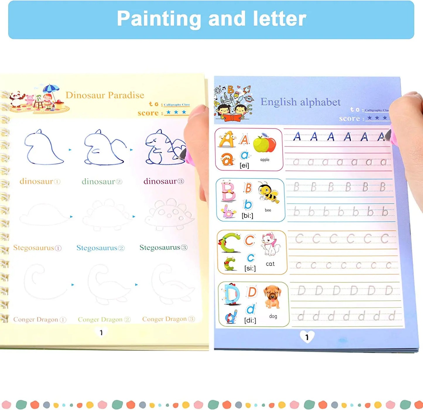 4 Books Reusable Copybook For Calligraphy Learn Alphabet Painting English Math Children Handwriting Practice Books Baby Toys