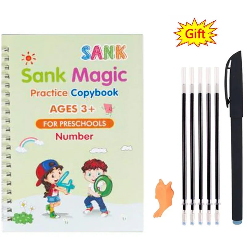 Reusable Learning Alphabet 3D Calligraphy Copybook Math German Book Drawing Numbers Education for Kids Practice Toy Gifts