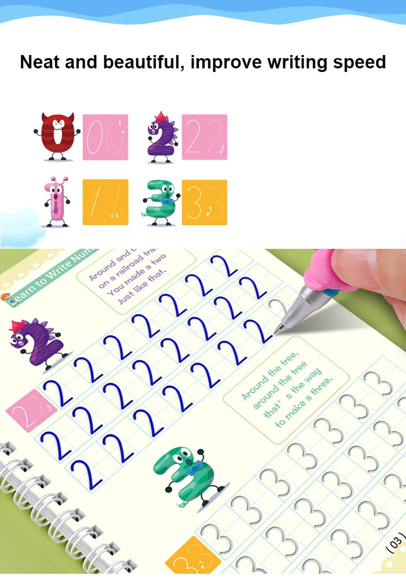 English Groove Magic Practice Copybook Children's Book Learning Numbers Letters Alphabet Calligraphy Writing Exercise Books Gift