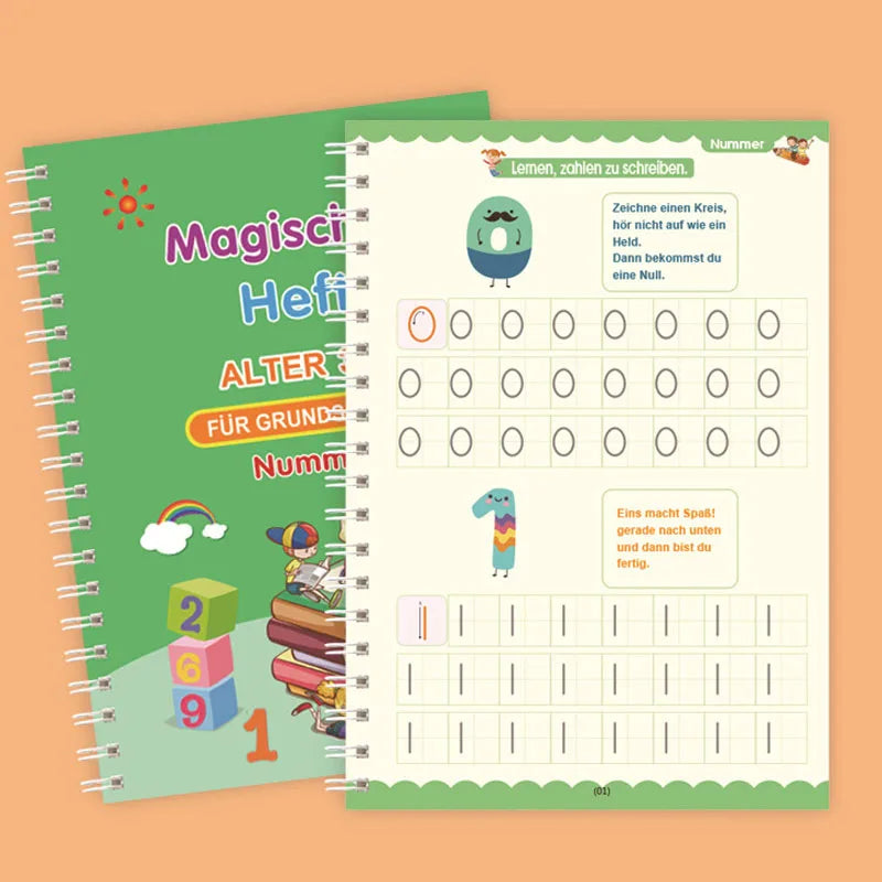 2025 New Deep Groove Magic Book Letter Kids Handwriting German Language Magic Practice Copybook Children' Books In English Books