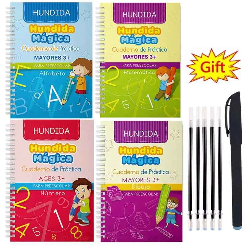 Spanish Calligraphy for Children Mathematics Free Shipping Magic Book Montessori Books Kids Learning Notebook Drawing Copy book