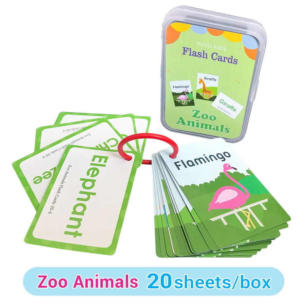 Learning Flashcards ABC Numbers Fruit Animal Body Educational Toys Classroom Aids Montessori Autism English Words Card for Kids