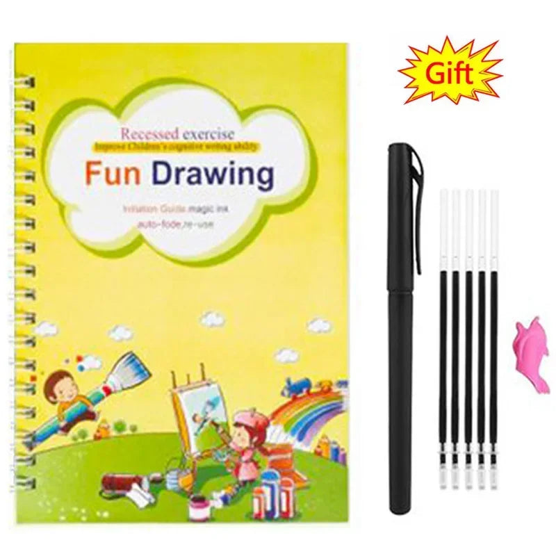 Reusable Learning Alphabet 3D Calligraphy Copybook Math German Book Drawing Numbers Education for Kids Practice Toy Gifts