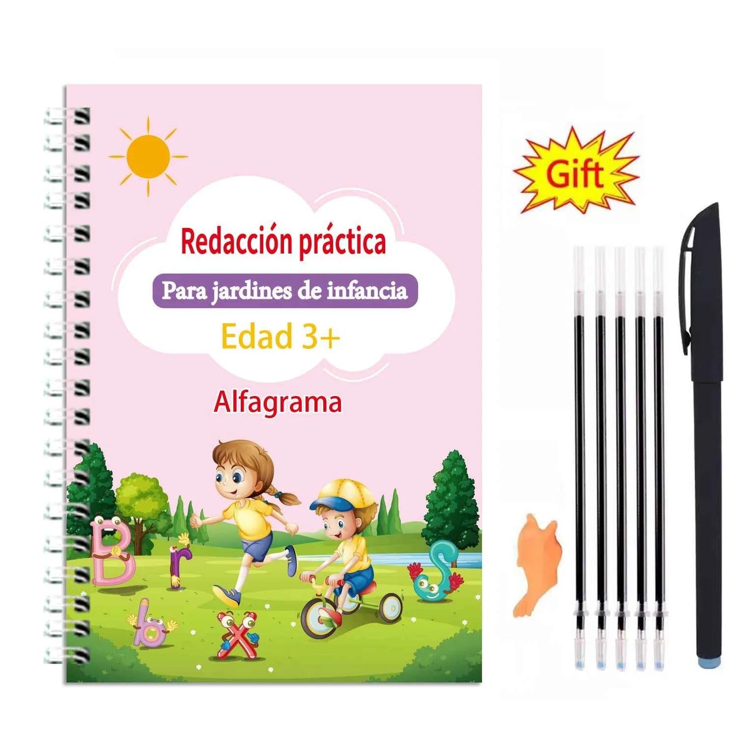 Reusable Learning Alphabet 3D Calligraphy Copybook Math German Book Drawing Numbers Education for Kids Practice Toy Gifts
