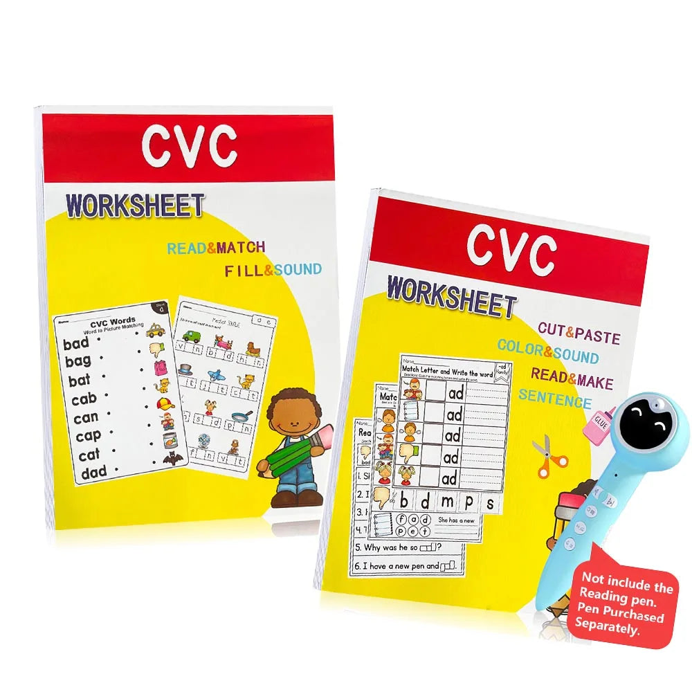 CVC Words Phonics Flashcards Montessori Learning English Sight Words Educational Poster Flash Cards for Kids Cognitive Games - LearnPlay Labs
