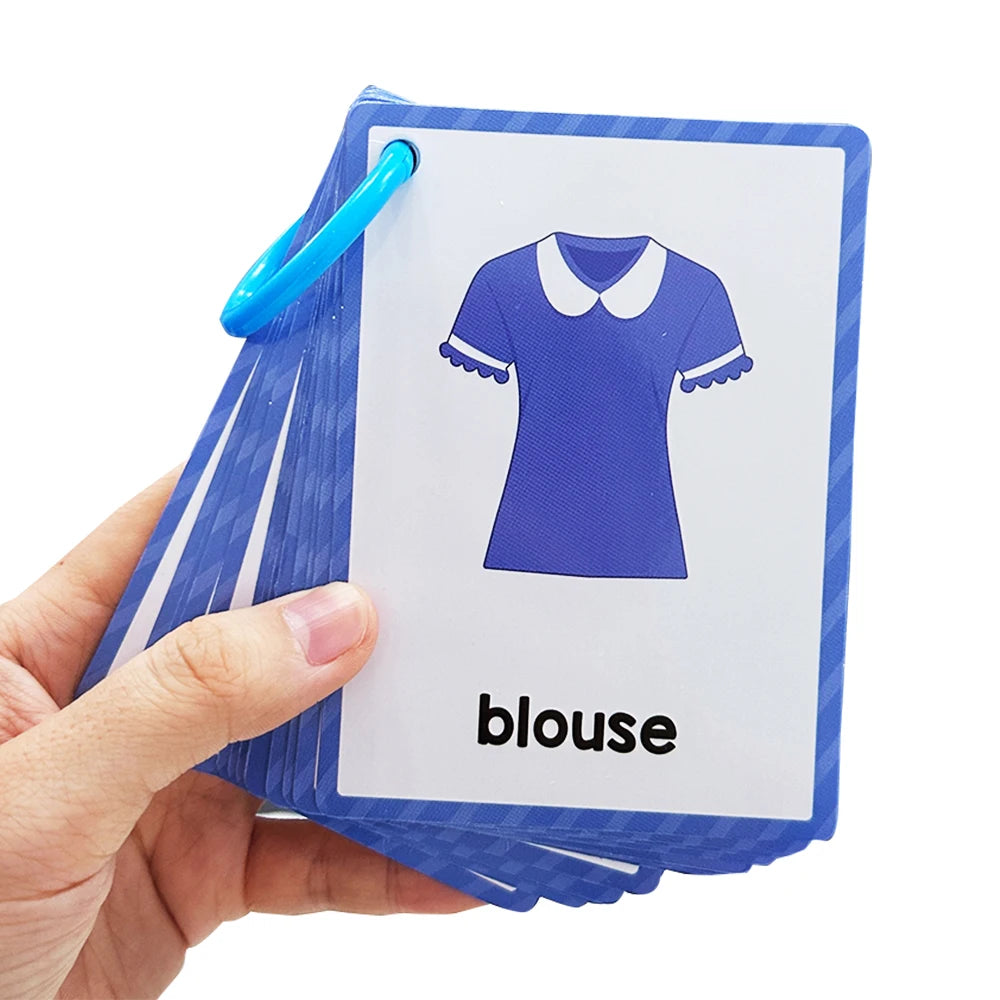 Kids Montessori English Words Learning Card Pocket Flashcards Early Educational Toys Classroom Supplies Teaching Aids