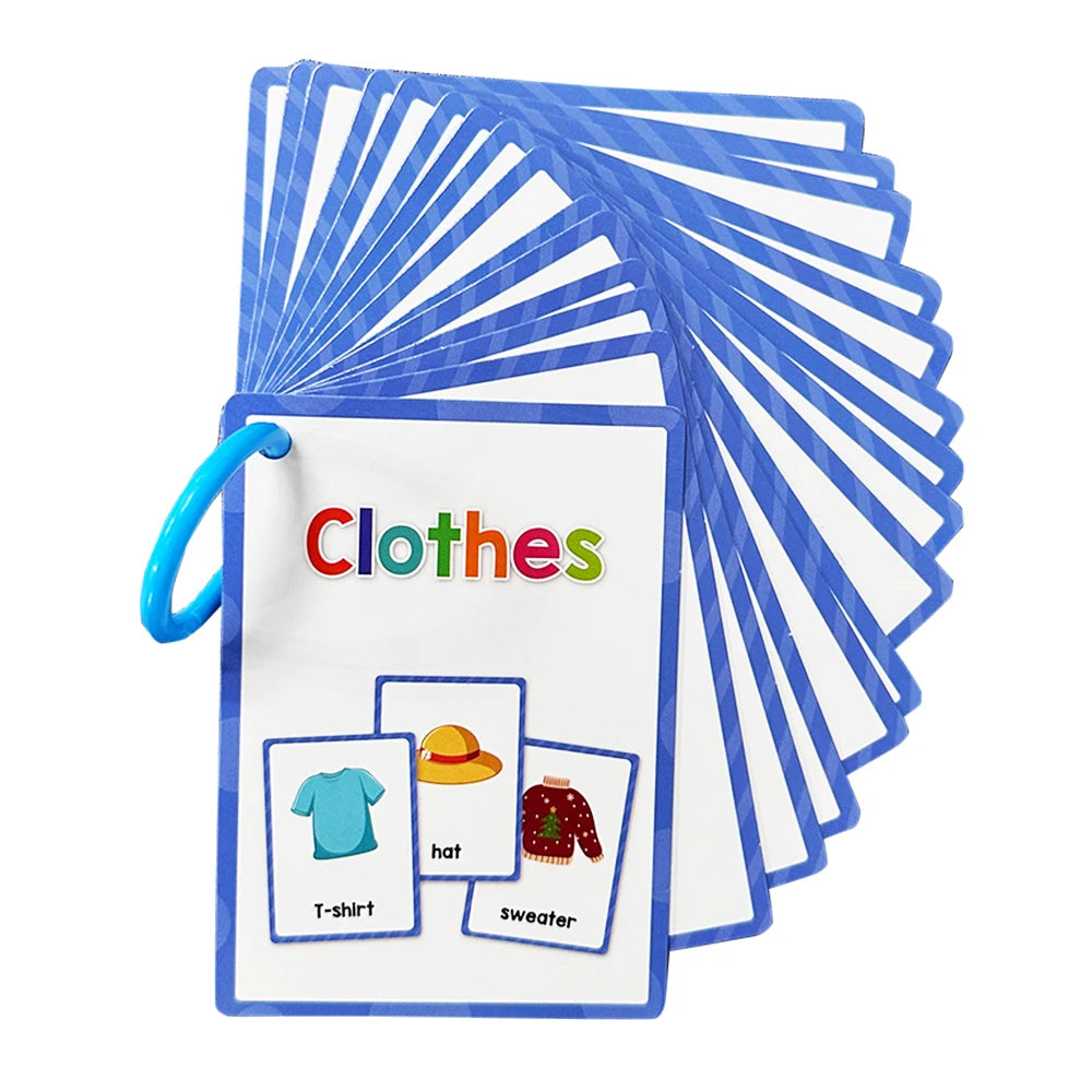 Kids Montessori English Words Learning Card Pocket Flashcards Early Educational Toys Classroom Supplies Teaching Aids
