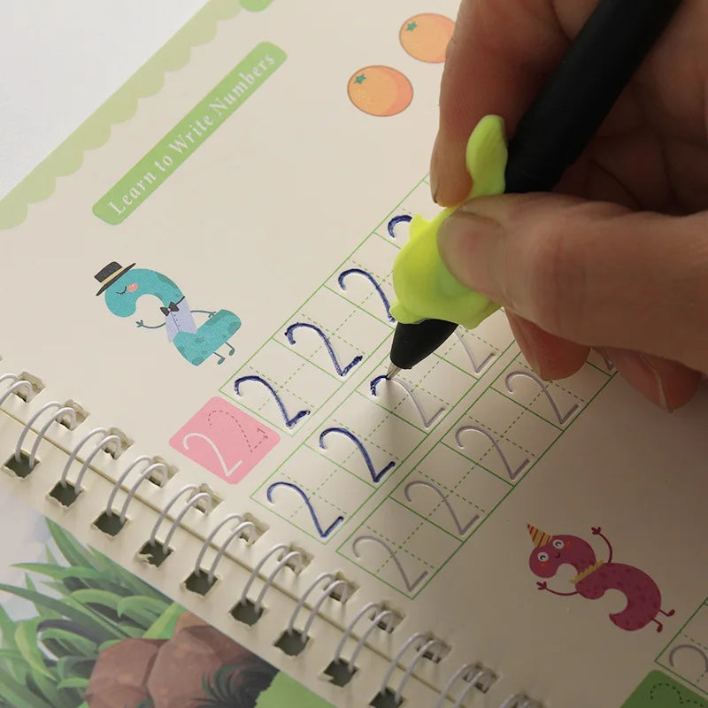 4 Practice Copy Books Children's Toy Writing Reusable Free Wiping English French Arabic Verison Option Writing Magic Copybooks