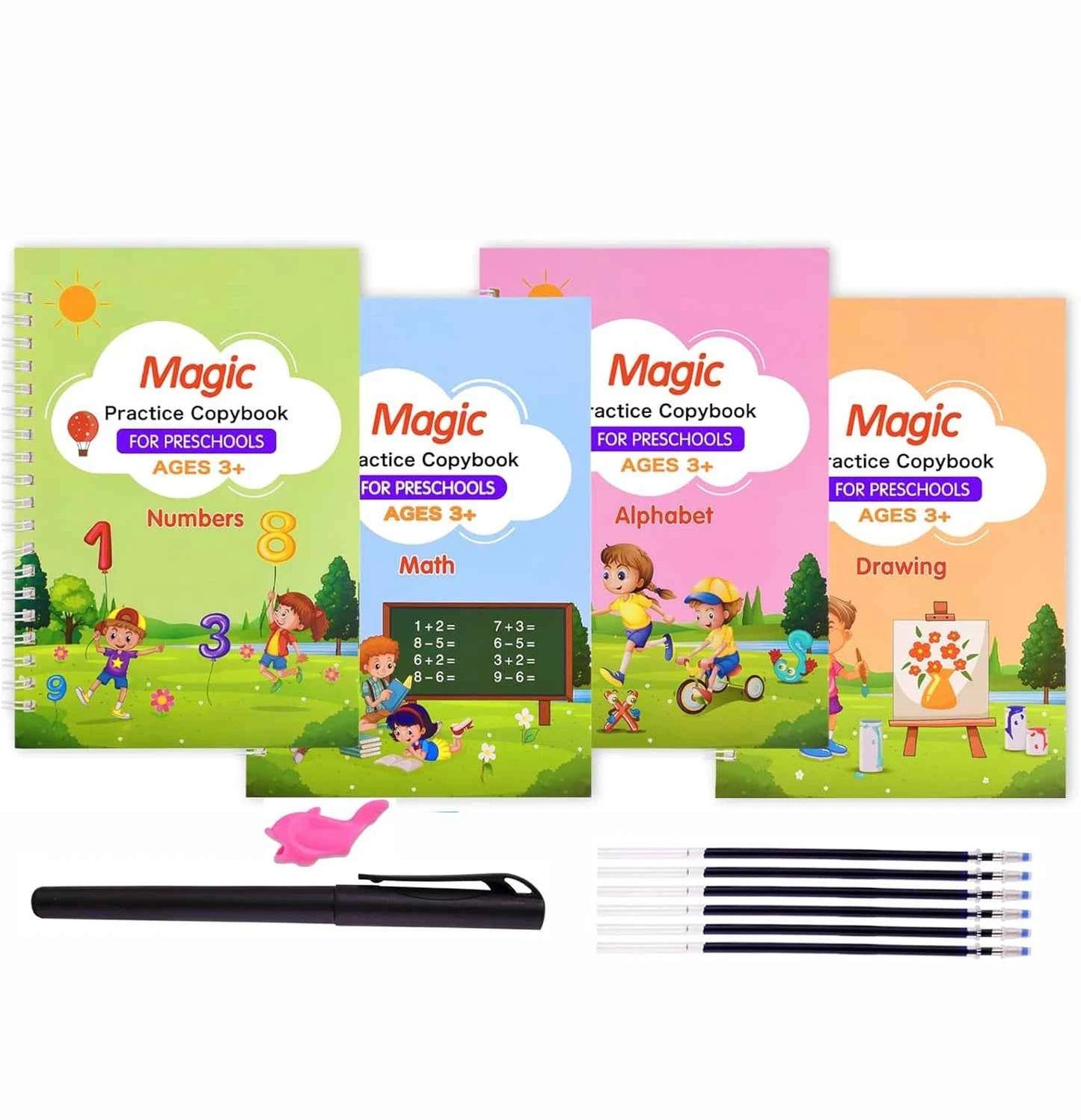 Reusable Learning Alphabet 3D Calligraphy Copybook Math German Book Drawing Numbers Education for Kids Practice Toy Gifts