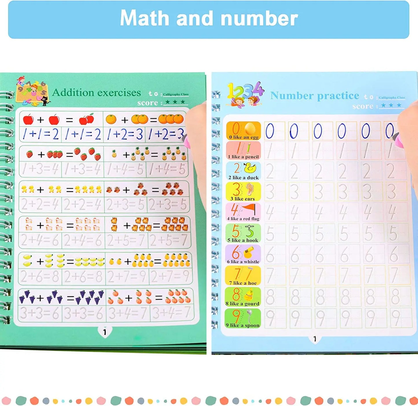 4 Books Reusable Copybook For Calligraphy Learn Alphabet Painting English Math Children Handwriting Practice Books Baby Toys