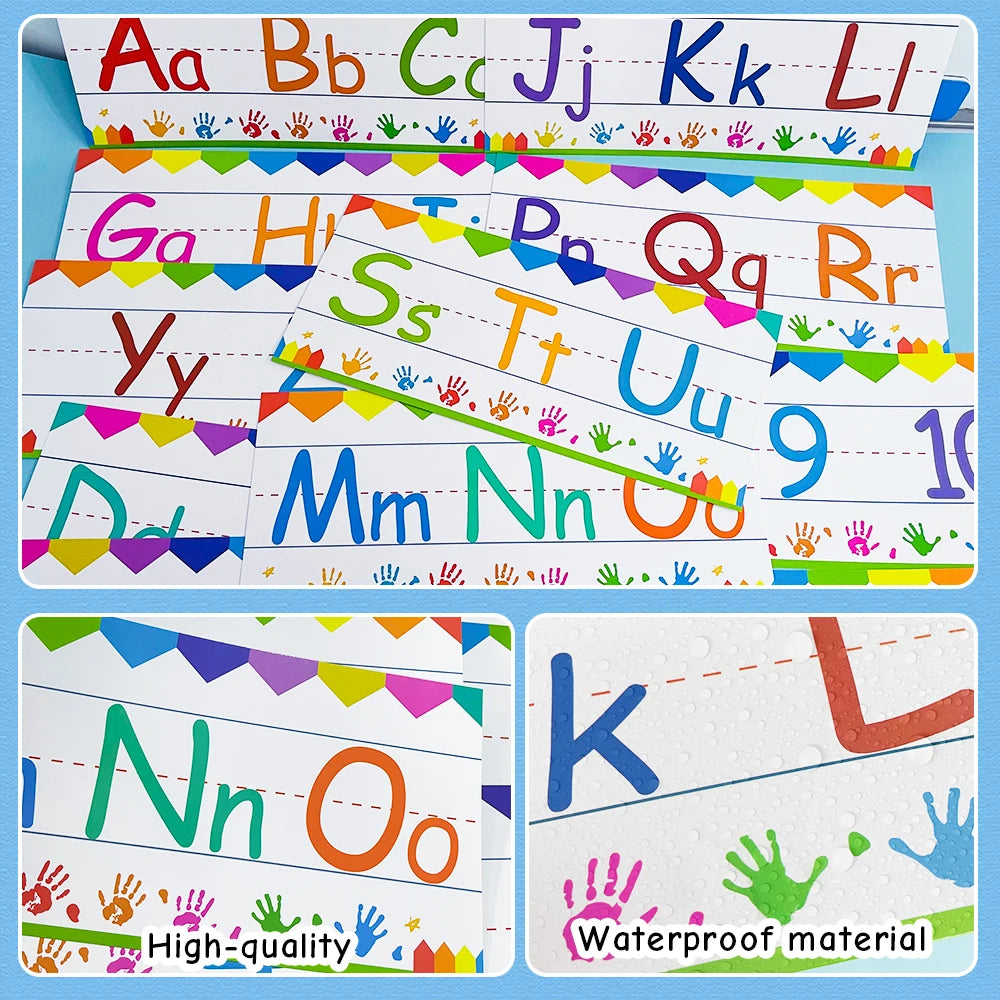 Letter & Number Learning Flash Cards Kindergarten Bulletin Board Strips Set Classroom Decorations Learning Poster Teaching Aids - LearnPlay Labs