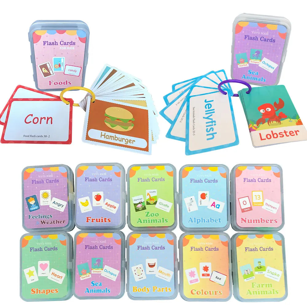 Learning Flashcards ABC Numbers Fruit Animal Body Educational Toys Classroom Aids Montessori Autism English Words Card for Kids - LearnPlay Labs