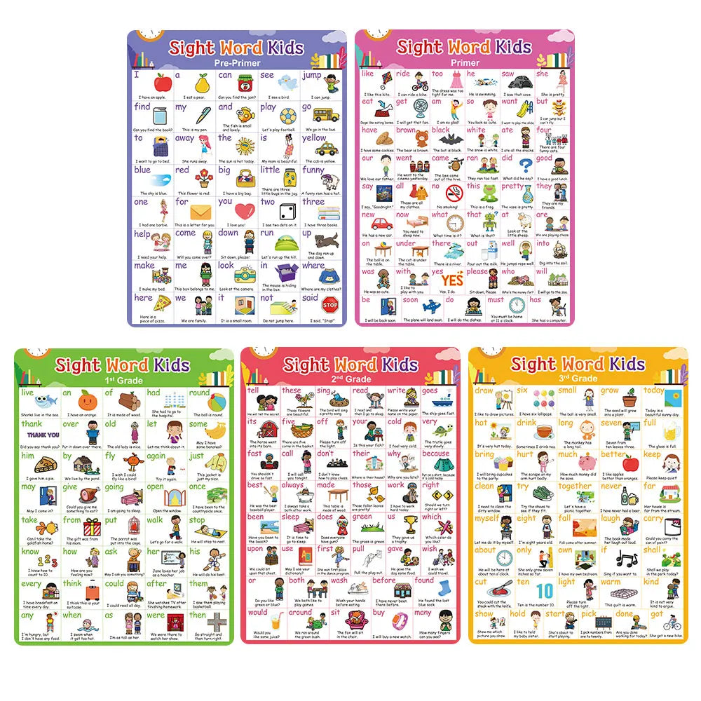 220 English Sight Words Poster Kids Learning Card Homeschool Educational Classroom Supplies Decora School Posters Flashcards - LearnPlay Labs