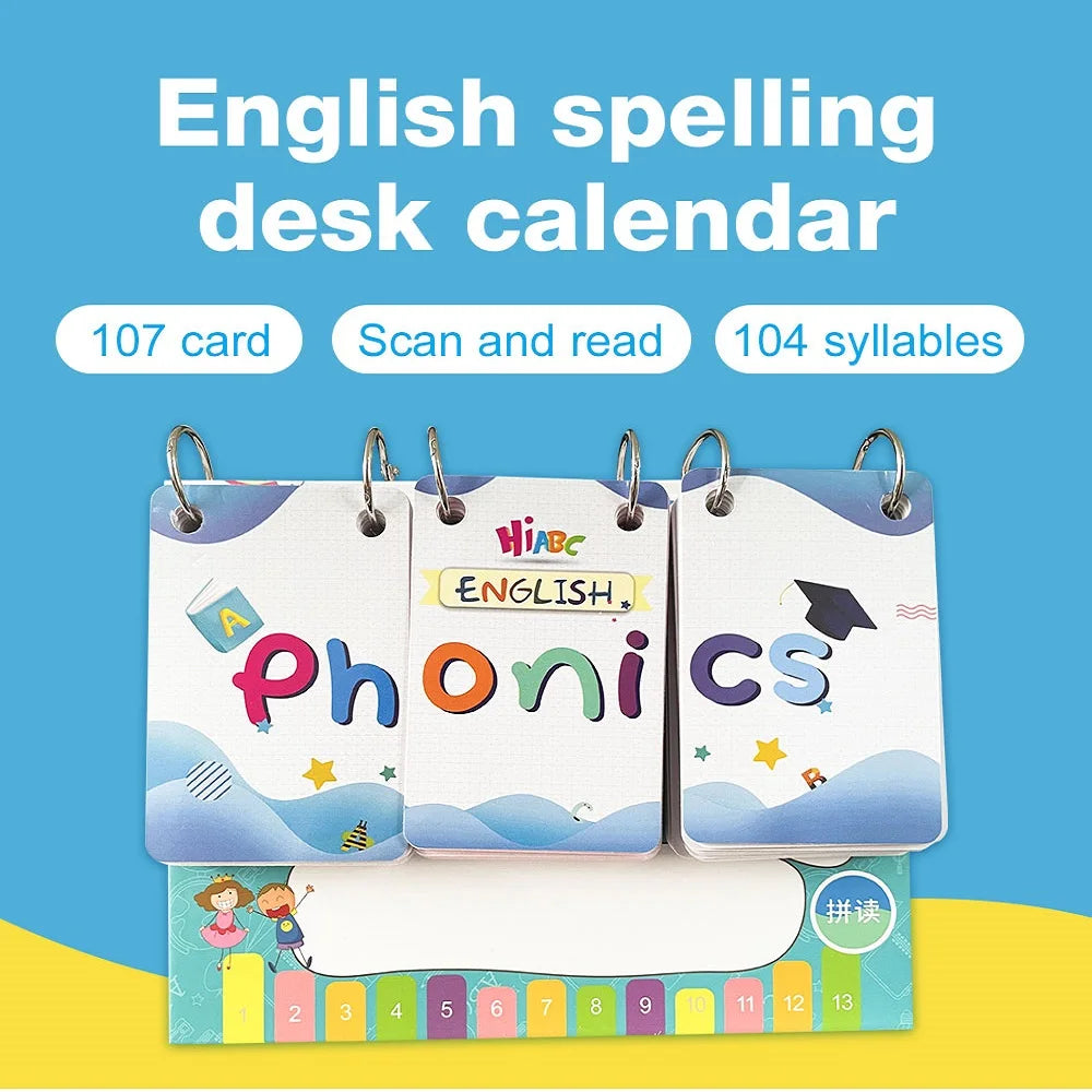 English Phonics Flashcards with 3 Syllable Flips Spelling Flip Cards Kids Educational Learning Toys CVC Sight Words 107 Cards - LearnPlay Labs