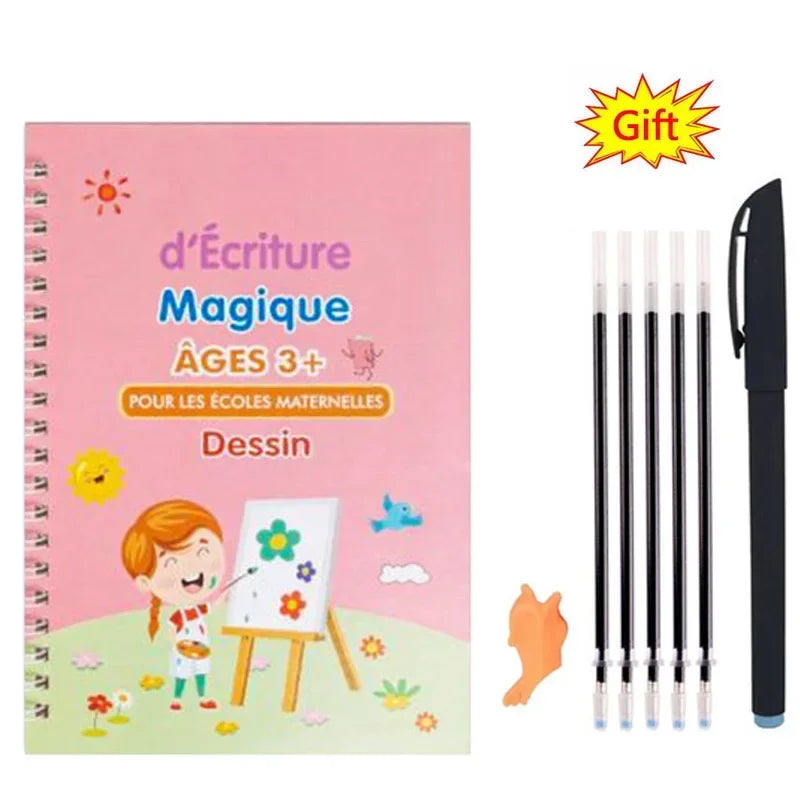 Reusable Learning Alphabet 3D Calligraphy Copybook Math German Book Drawing Numbers Education for Kids Practice Toy Gifts