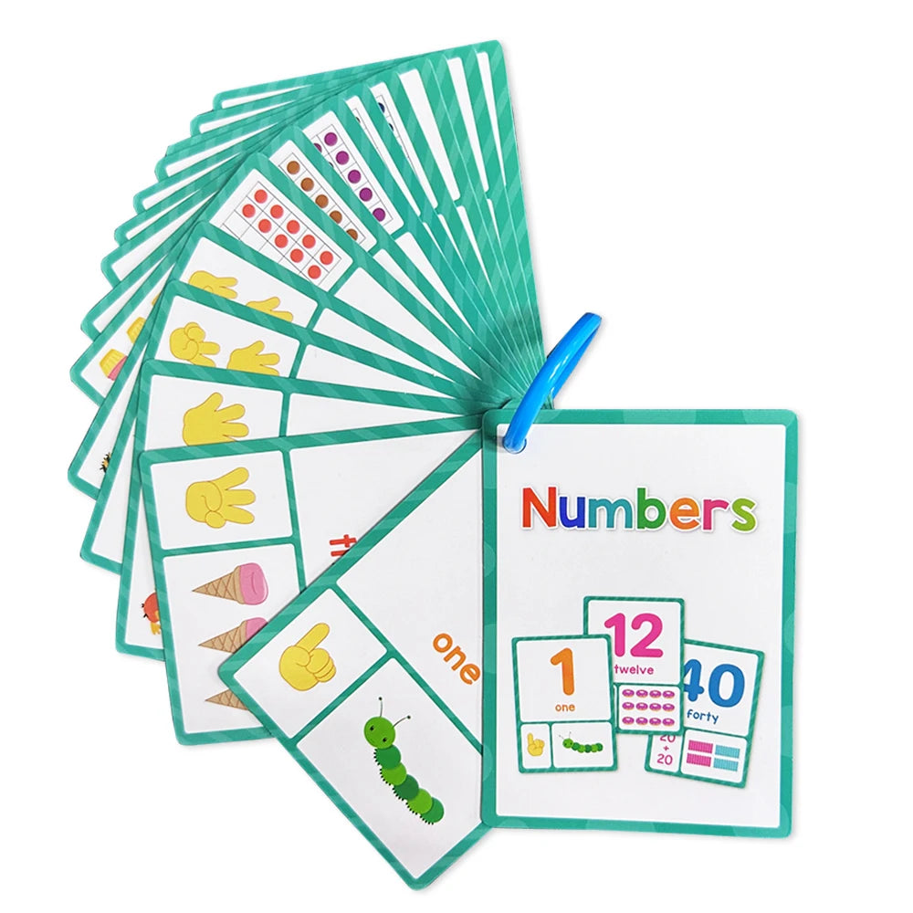 Kids Montessori English Words Learning Card Pocket Flashcards Early Educational Toys Classroom Supplies Teaching Aids