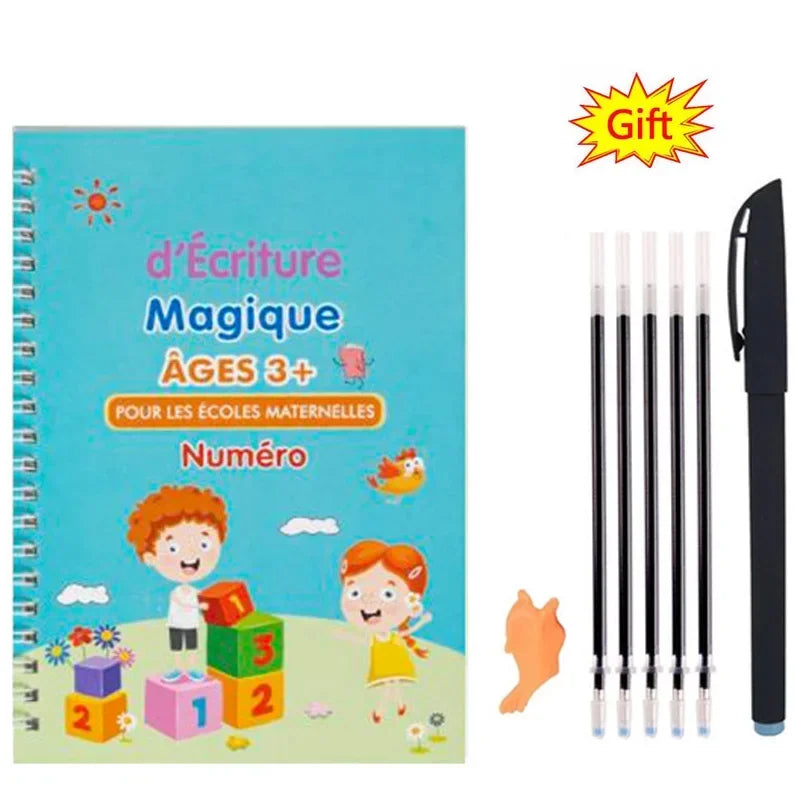 Reusable Learning Alphabet 3D Calligraphy Copybook Math German Book Drawing Numbers Education for Kids Practice Toy Gifts