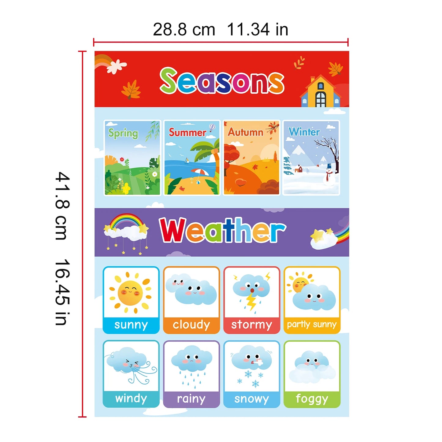 A3 Set English Learning Poster Colors Months Numbers Animals Alphabet Shapes Preschool Kindergarten Early Education Kids Posters - LearnPlay Labs