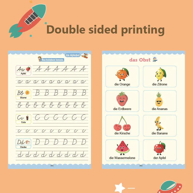 2025 New Deep Groove Magic Book Letter Kids Handwriting German Language Magic Practice Copybook Children' Books In English Books