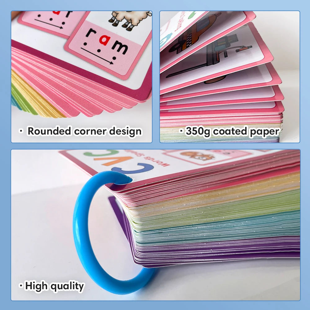 Montessori CVC Flashcards Short Vowel Word English Cards CVC Beginning Phonics Word Builders Toddler Learning Toys 130 Words - LearnPlay Labs