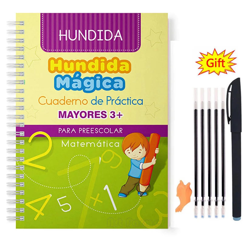 Spanish Magic Books Learning Numbers In Spanish Lettering for Children Reusable Magic Practice Copybook Montessori Writing Set