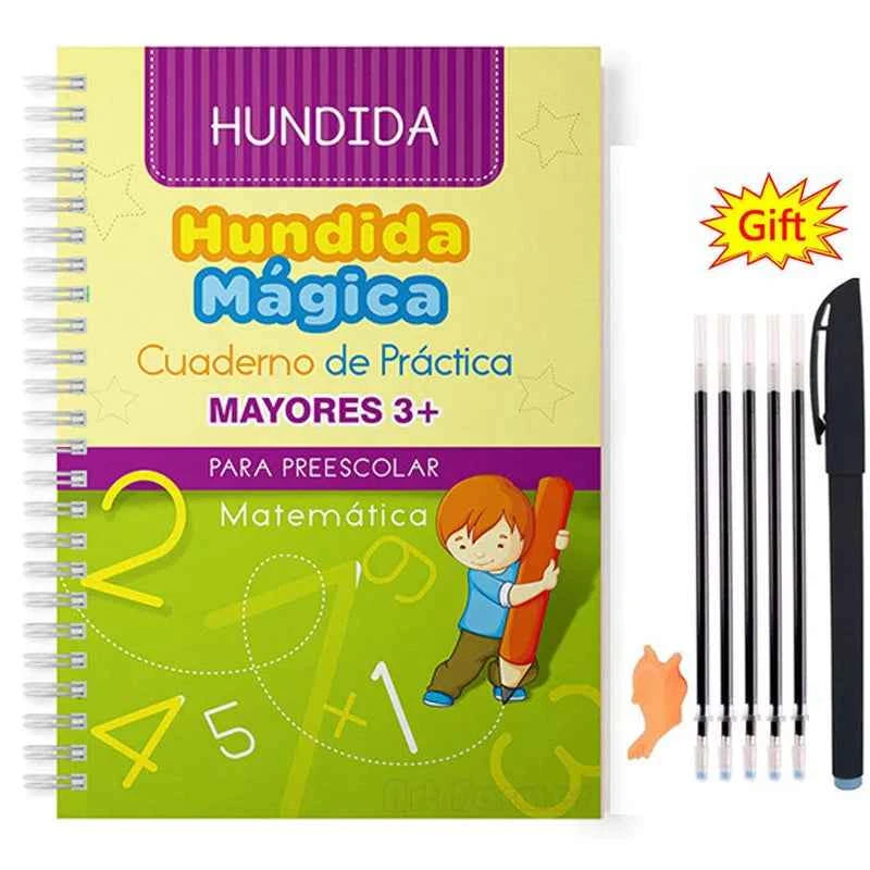 Spanish Calligraphy for Children Mathematics Free Shipping Magic Book Montessori Books Kids Learning Notebook Drawing Copy book