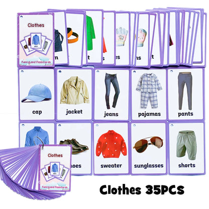 Body Parts Animal Cloth English Words Learing Flash Cards Educational Toys for Kids Early Educational Montessori Teaching Aids - LearnPlay Labs