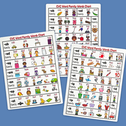 CVC Words Phonics Flashcards Montessori Learning English Sight Words Educational Poster Flash Cards for Kids Cognitive Games - LearnPlay Labs