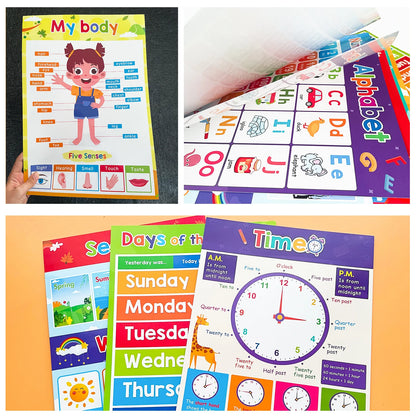 A3 Set English Learning Poster Colors Months Numbers Animals Alphabet Shapes Preschool Kindergarten Early Education Kids Posters - LearnPlay Labs