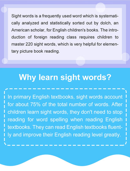 220 Cards Sight Words Flashcards with Pictures & Sentences, 5 Levels High Frequency Words, Vocabulary Building, Montessori - LearnPlay Labs