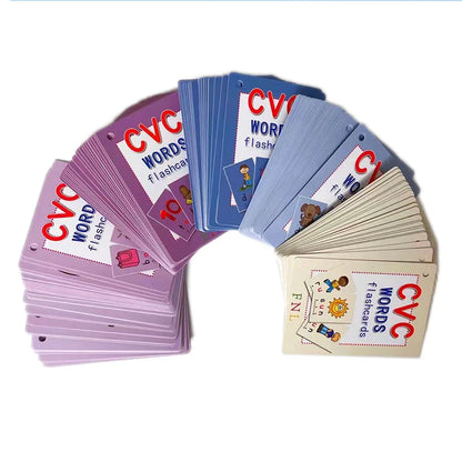 CVC Words Phonics Flashcards Montessori Learning English Sight Words Educational Poster Flash Cards for Kids Cognitive Games - LearnPlay Labs