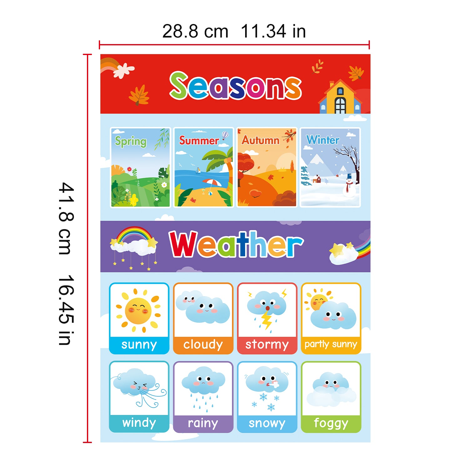 A3 Set English Learning Poster Colors Months Numbers Animals Alphabet Shapes Preschool Kindergarten Early Education Kids Posters - LearnPlay Labs