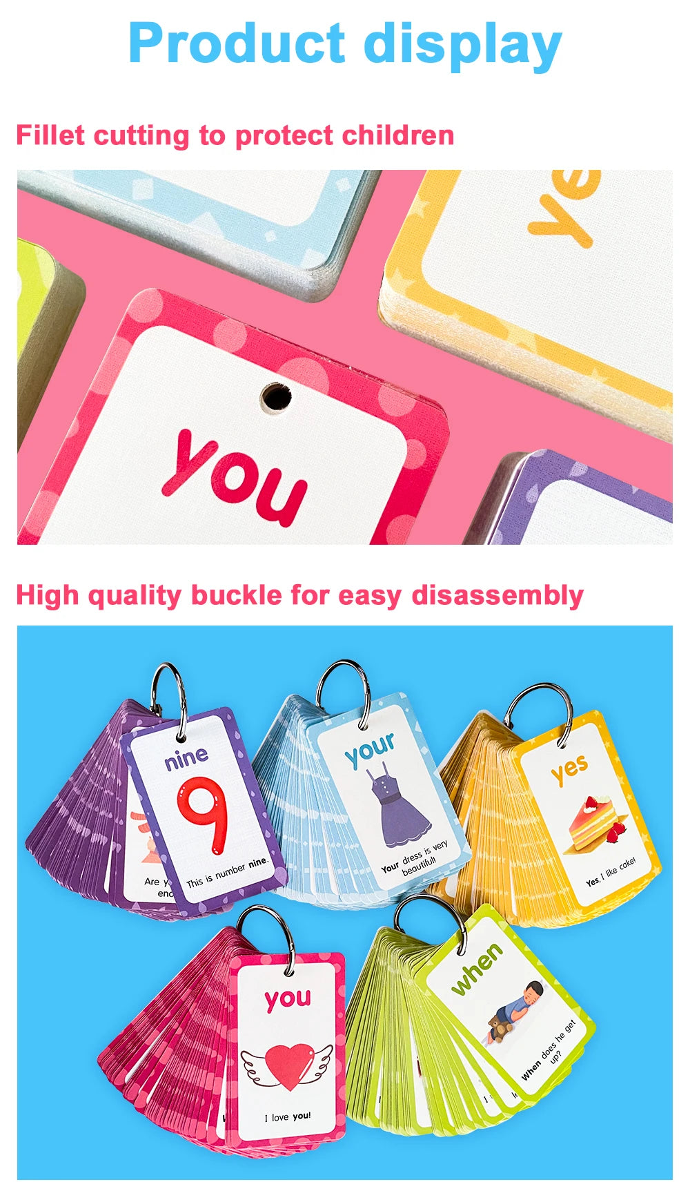 220 Cards Sight Words Flashcards with Pictures & Sentences, 5 Levels High Frequency Words, Vocabulary Building, Montessori - LearnPlay Labs