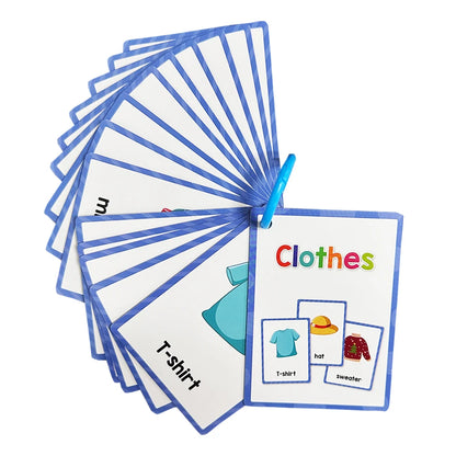 Kids Montessori English Words Learning Card Pocket Flashcards Early Educational Toys Classroom Supplies Teaching Aids