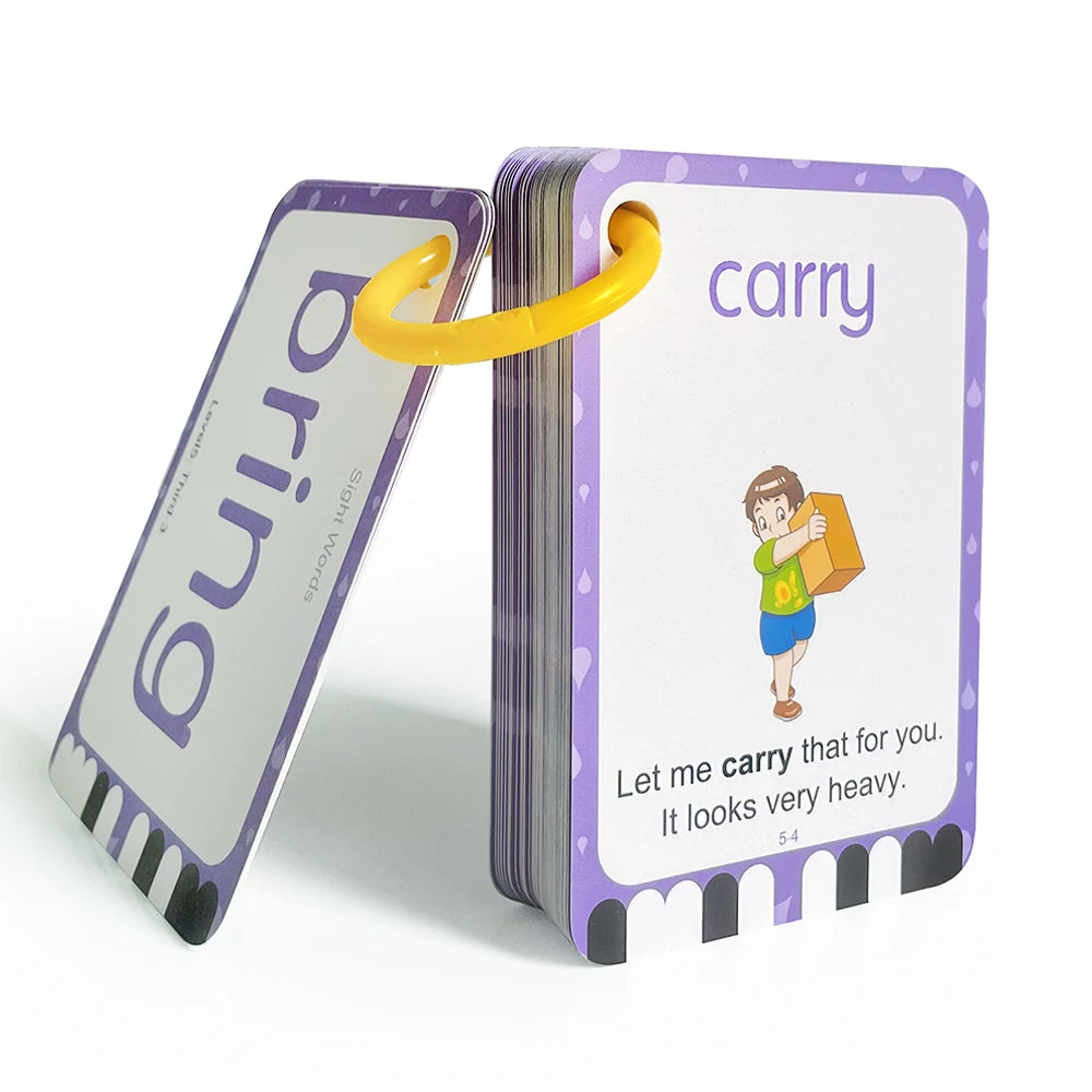 220 Cards Sight Words Flashcards with Pictures & Sentences, 5 Levels High Frequency Words, Vocabulary Building, Montessori - LearnPlay Labs