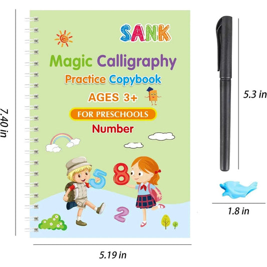 2025 4 Books/set English Sank Magic Practice Copybook French Number Tracing Book German Calligraphy Spanish Reusable Writing Tool