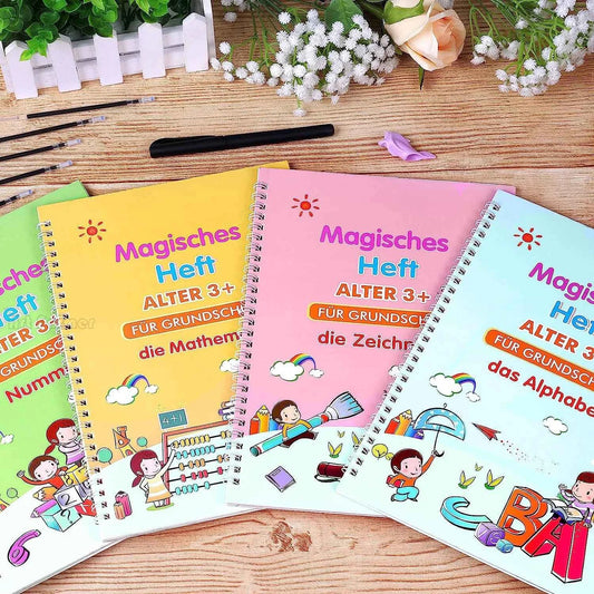 5x26cm Caligraphy Practice Book 4 Book/set German Mathematics Montessori Calligraphy Books for Kids Copy Reusable Educational
