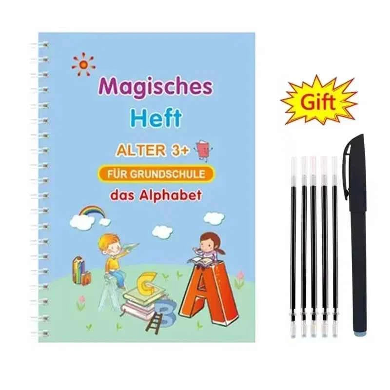 Reusable Learning Alphabet 3D Calligraphy Copybook Math German Book Drawing Numbers Education for Kids Practice Toy Gifts