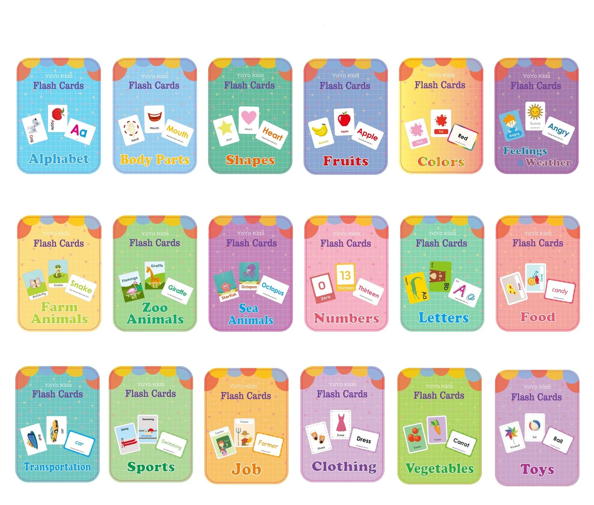 Learning Flashcards ABC Numbers Fruit Animal Body Educational Toys Classroom Aids Montessori Autism English Words Card for Kids - LearnPlay Labs