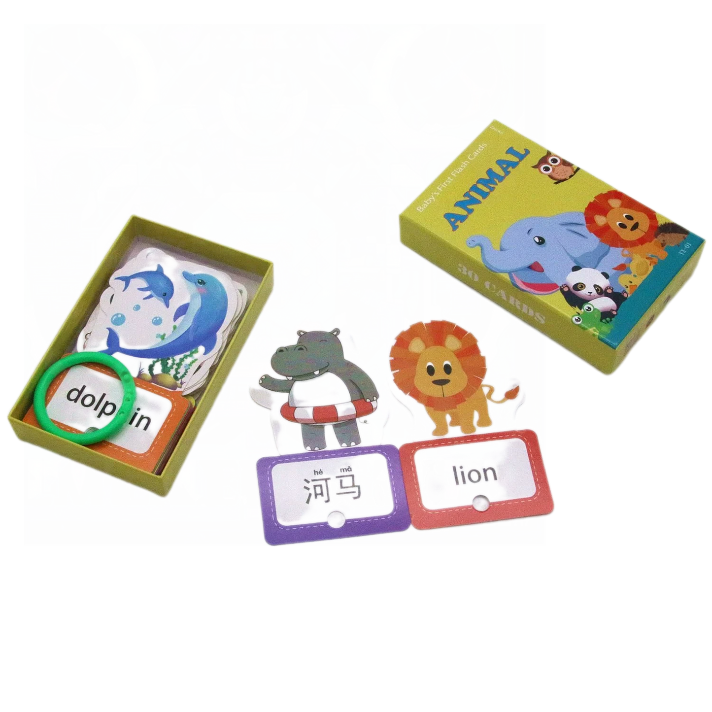 Cross border Chinese English puzzle enlightenment literacy early education card flash card with themes of animals, food