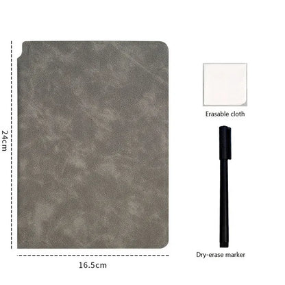 Portable A5 Whiteboard Notebook Erasing Business Whiteboard Notepad Reusable Leather Writing Board Office Accessories
