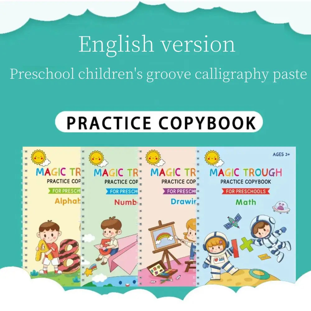 English Copy books Pen Magic Copy Book Practice Copybook For Calligraphy Children's Copybook kids Practice Book Magic Word Book - LearnPlay Labs