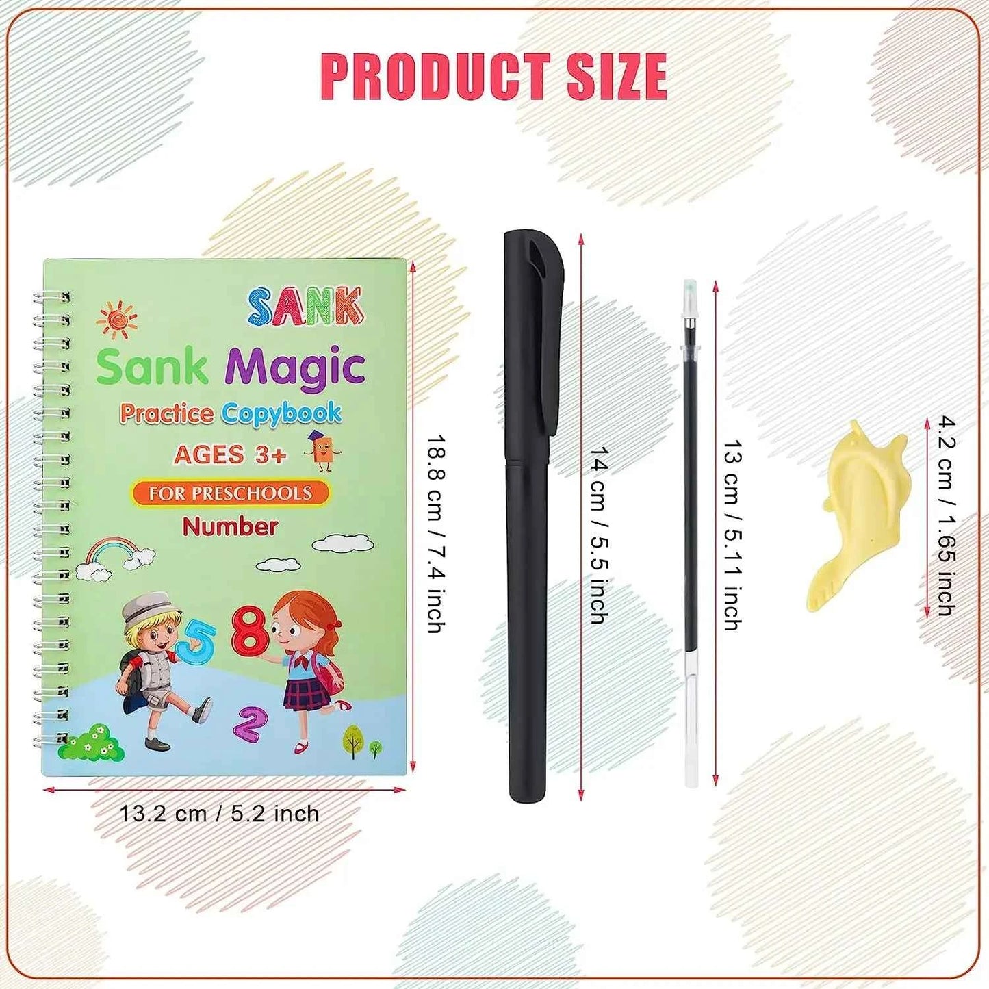 2025 4 Books/set English Sank Magic Practice Copybook French Number Tracing Book German Calligraphy Spanish Reusable Writing Tool