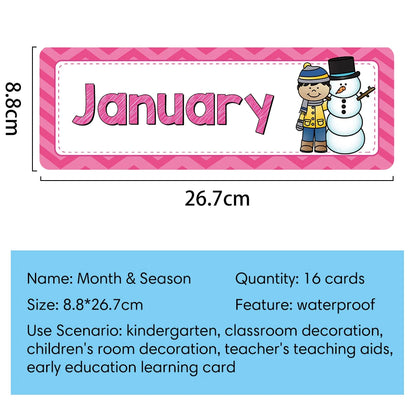 Monthly Headliners Set 12 Months of The Year Day of the Week Headers Monthly Seasonal Week Headers English Words Learning Cards - LearnPlay Labs