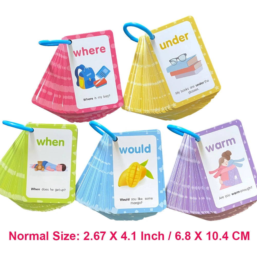 220 Cards Sight Words Flashcards with Pictures & Sentences, 5 Levels High Frequency Words, Vocabulary Building, Montessori - LearnPlay Labs
